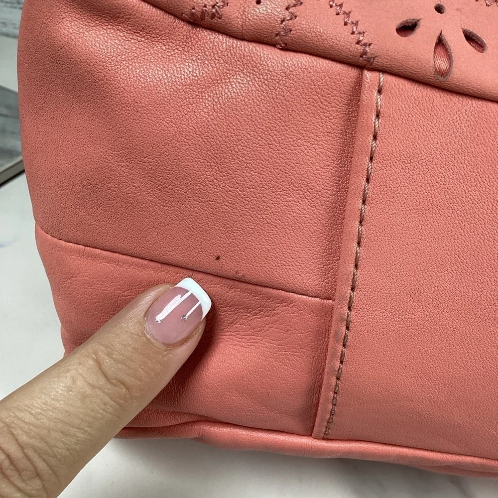 COACH‎ 22485 VINTAGE ASHLEY TOSSED LASER CUT LEATHER SHOULDER BAG PINK CORAL HOB - Picture 15 of 16
